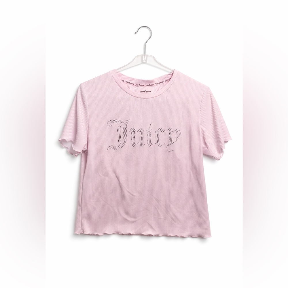 Juicy Couture Pink Ribbed Logo Tee ✨ Y2K Vibes ✨ Size XL